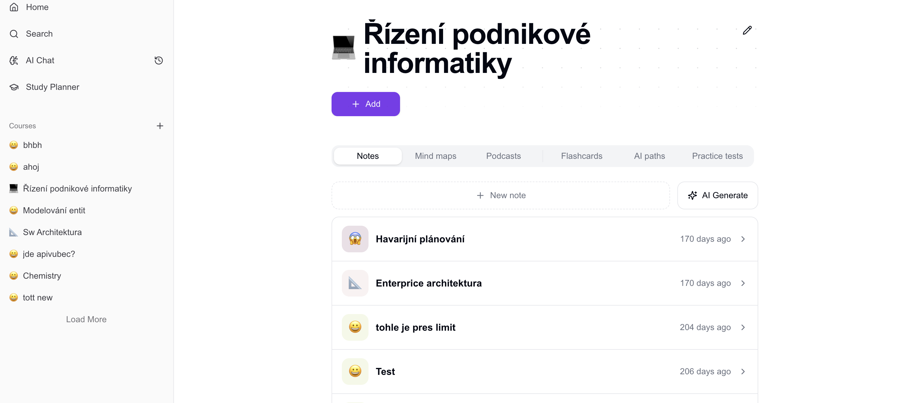 Lekce studijní cesty v Notiee